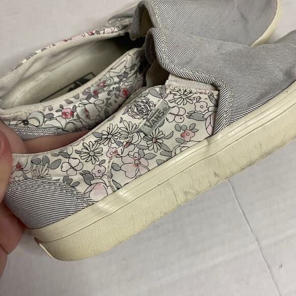 Vans Asher Floral Striped Canvas Sneaker Grey White Light Pink Sz 7.5 - Picture 4 of 9